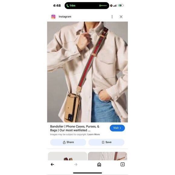 Bandolier kimberley.tan/red stripe iPhone 13 Pro c crossbody case & belt/strap - Picture 2 of 9